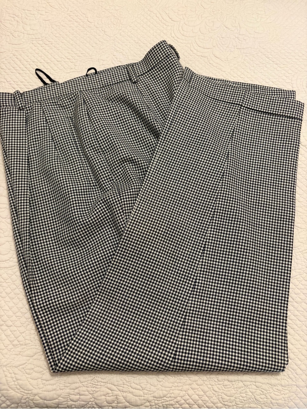 Lauren Ralph Lauren  Women’s  100% Wool Pleated Cuffed Pants Black & White  1
